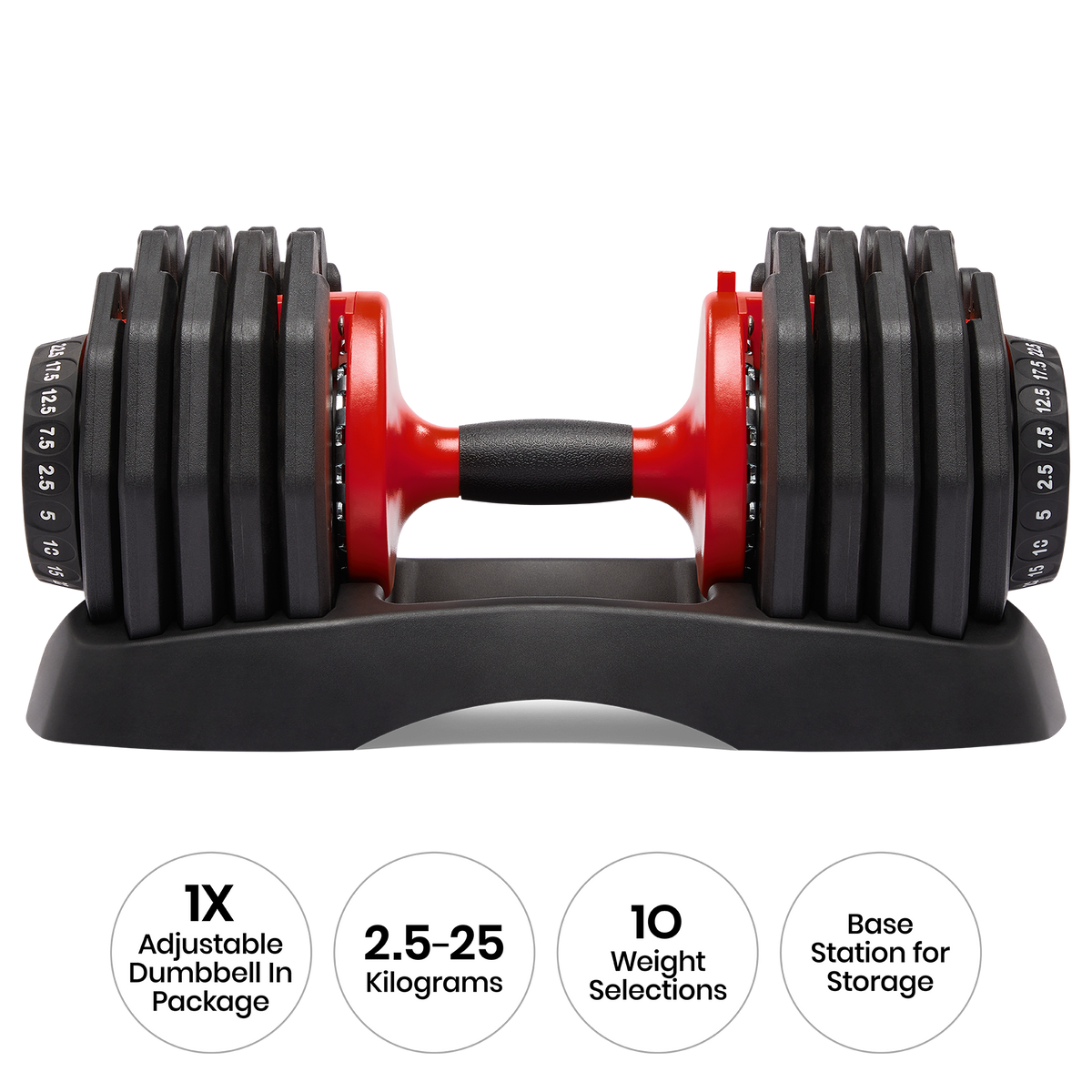 ISOGYM Adjustable Dumbbell 2.5 25kg 10 Weight Selections